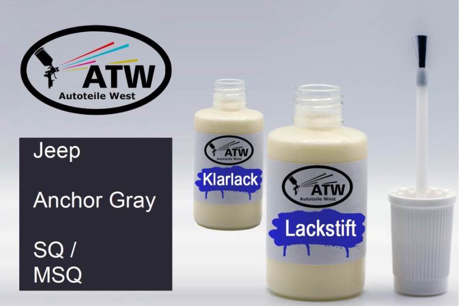 Jeep, Anchor Gray, SQ / MSQ: 20ml Lackstift + 20ml Klarlack - Set, von ATW Autoteile West.